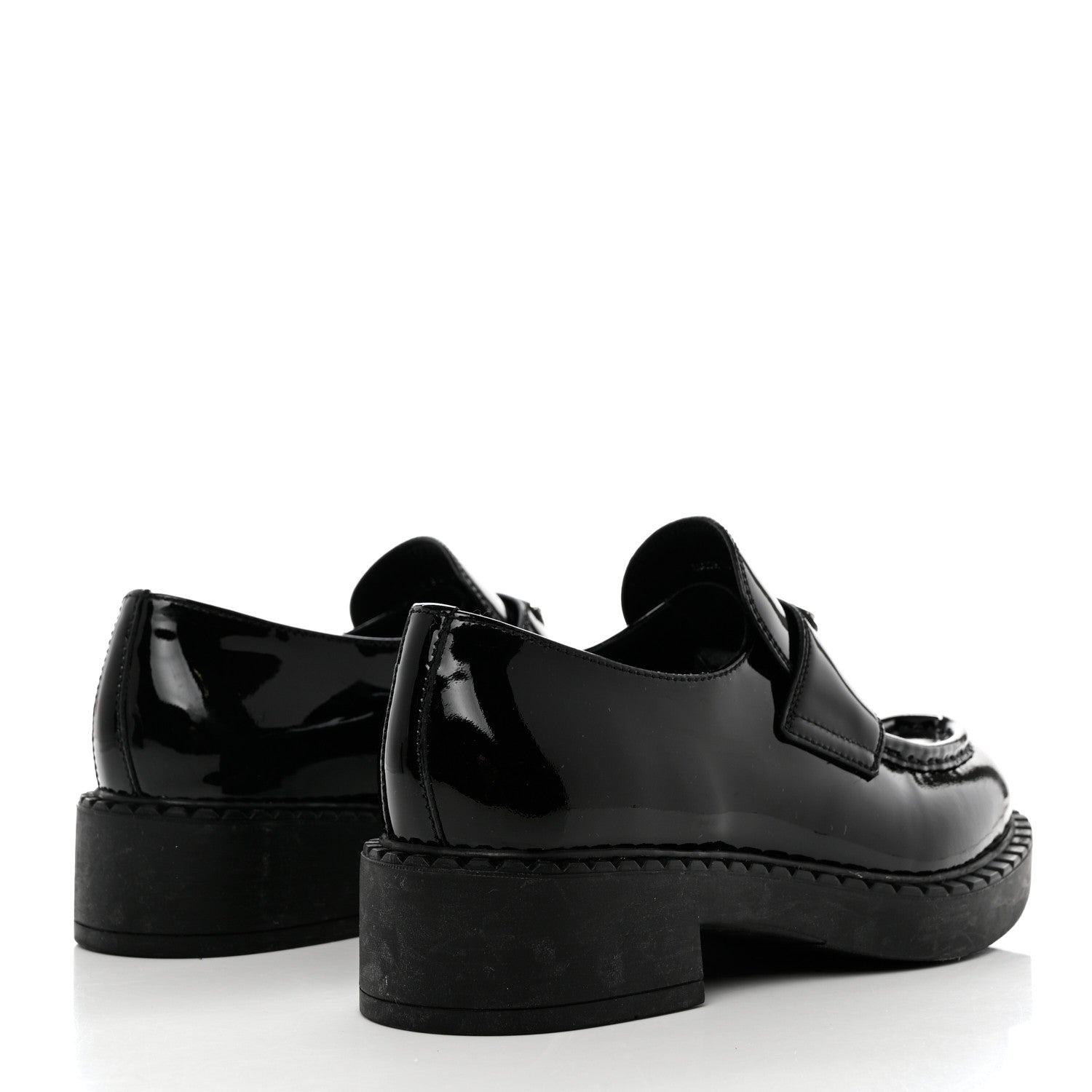 Prada Vernice Triangle 50mm Loafers 38 Black 4 of 8