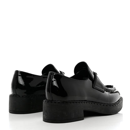 Prada Vernice Triangle 50mm Loafers 38 Black 4 of 8