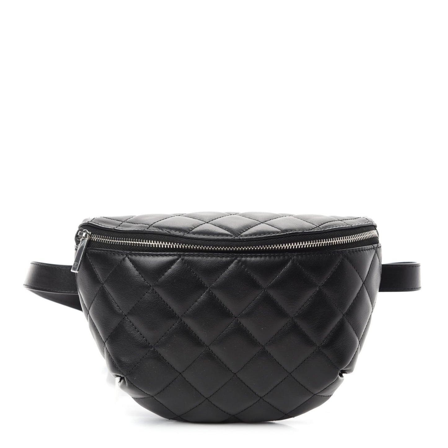 Lambskin Quilted Waist Belt Bag Black