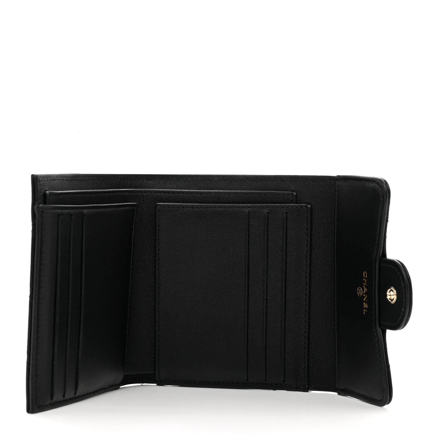 Chanel Lambskin Enamel Quilted Roller Skate Compact Flap Wallet Black 5 of 8