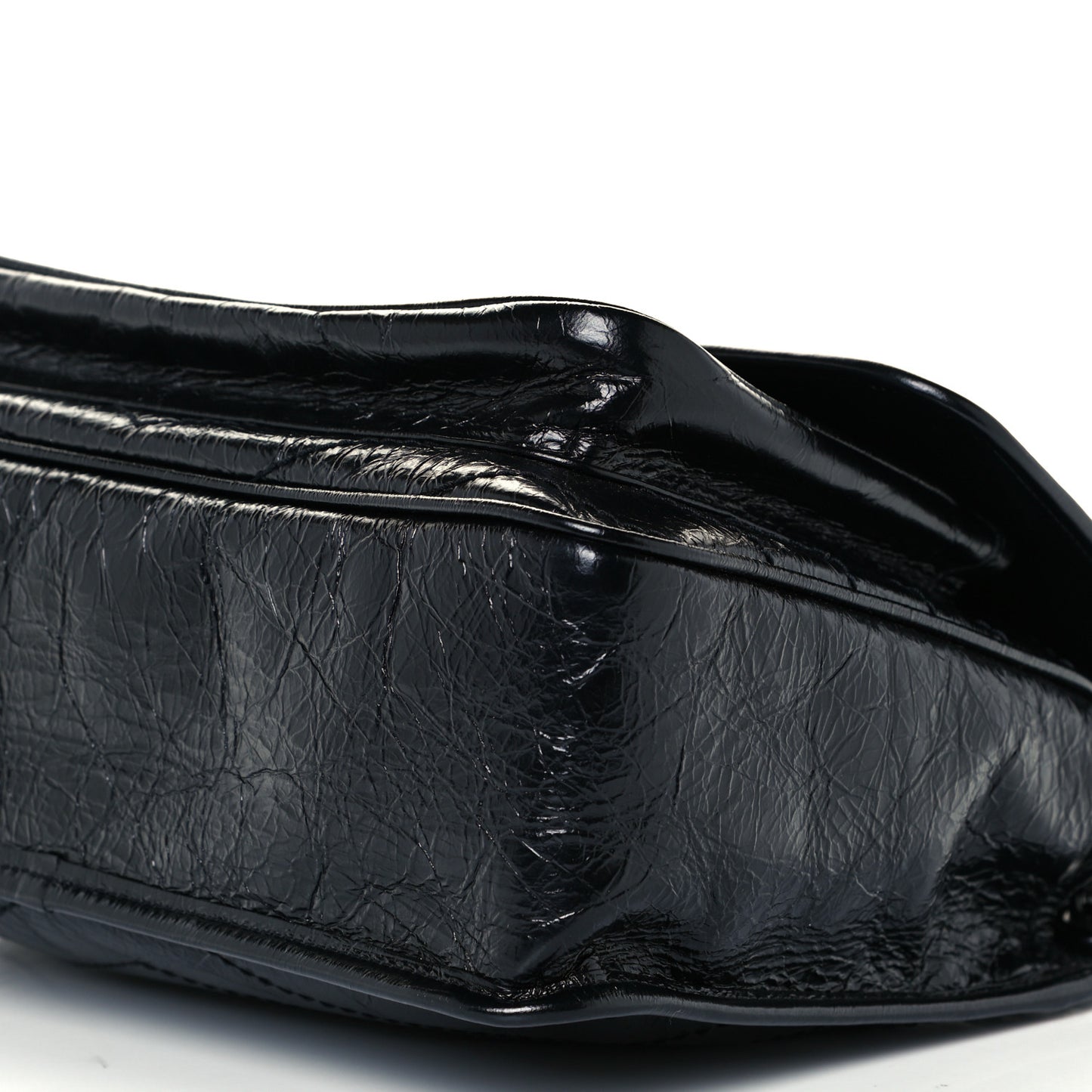 Crinkled Calfskin Matelasse Monogram Medium Niki Chain Satchel Black