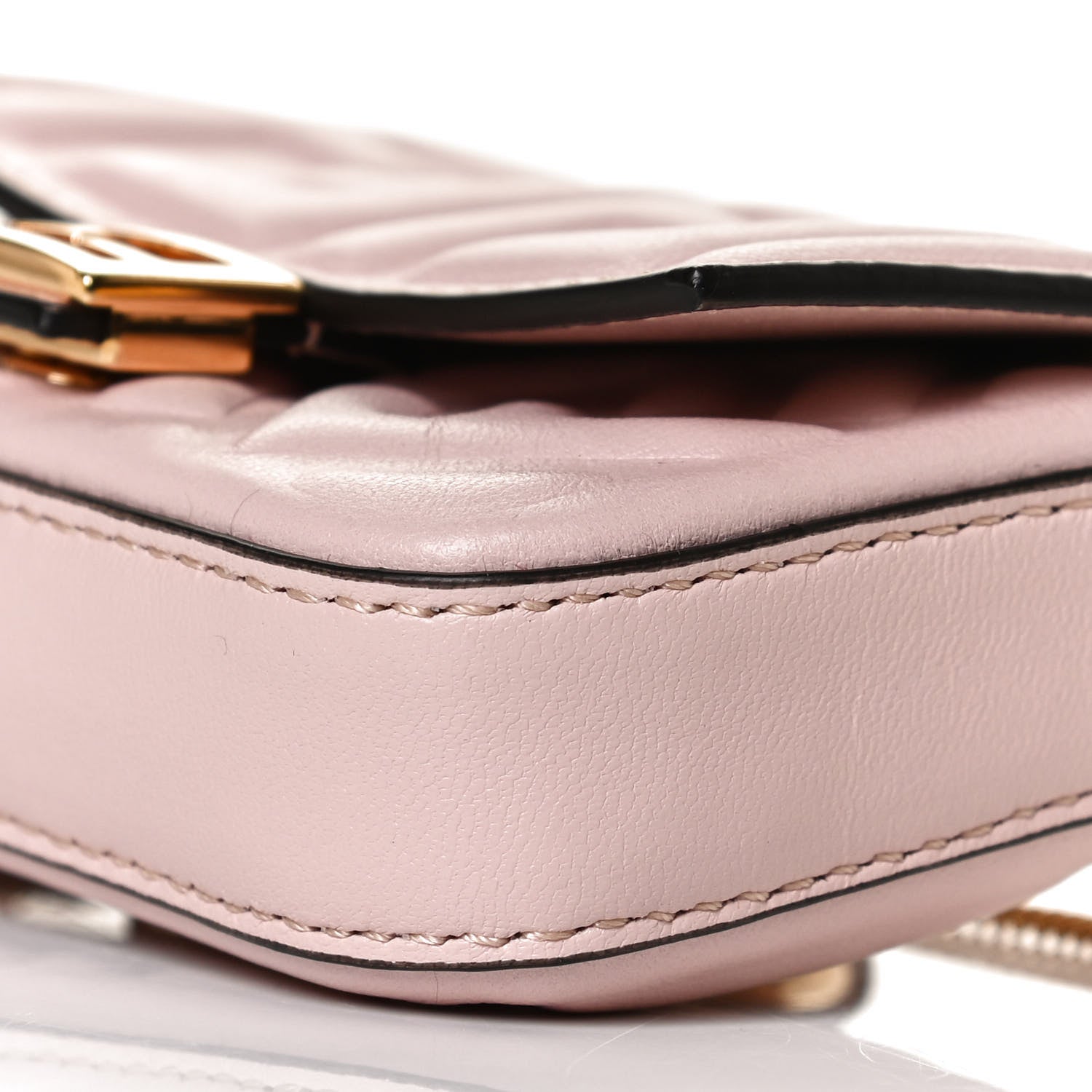 Fendi Nappa Matisse FF Embossed Nano Baguette Charm Rosa Quarzo 7 of 7