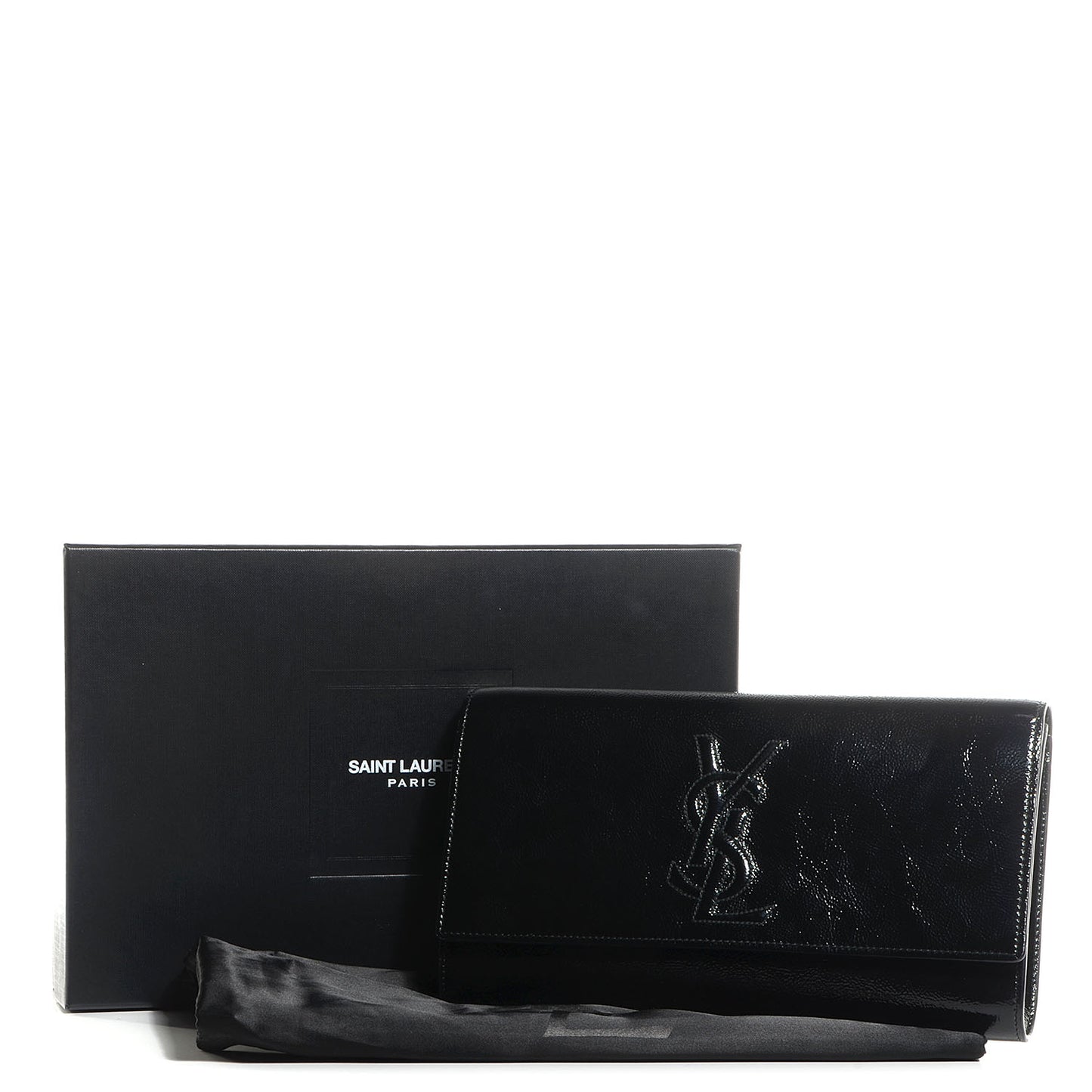 Textured Patent Monogram Large Belle De Jour Clutch Black