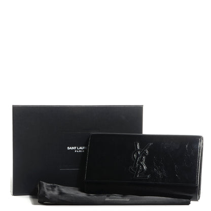 Saint Laurent Textured Patent Monogram Large Belle De Jour Clutch Black 8 of 8