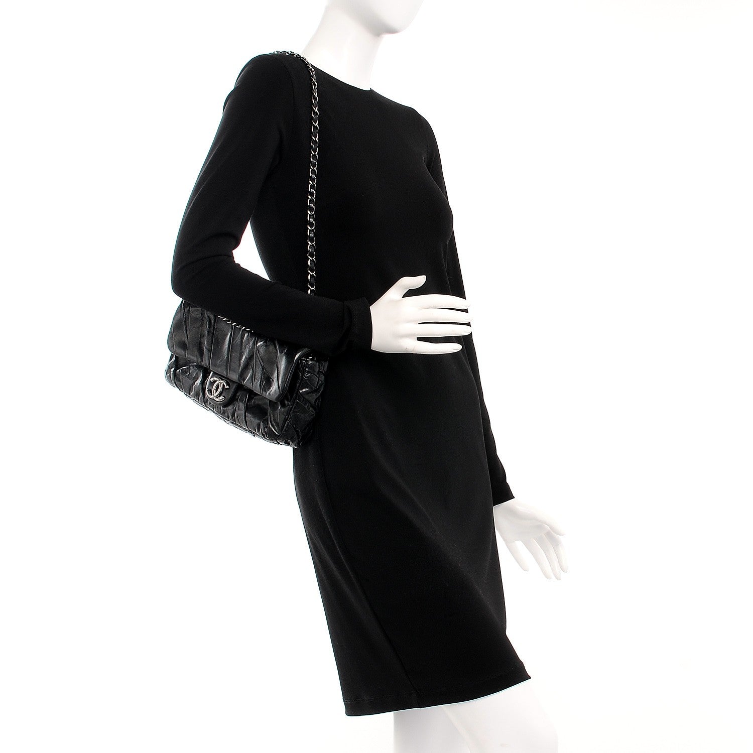 Chanel Glazed Calfskin Twisted Medium Flap Black 2 of 7