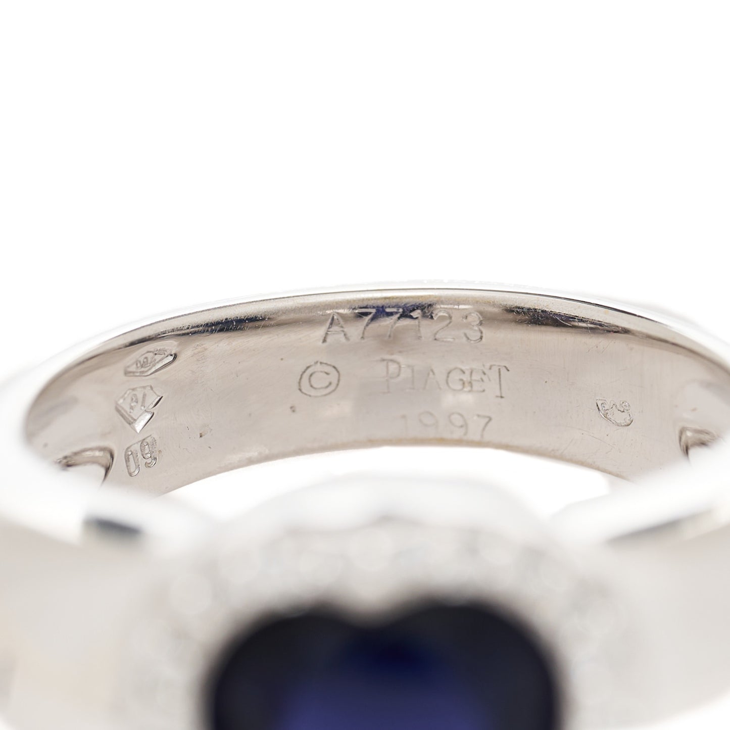 18K White Gold Diamond Iolite Heart Ring 60 9