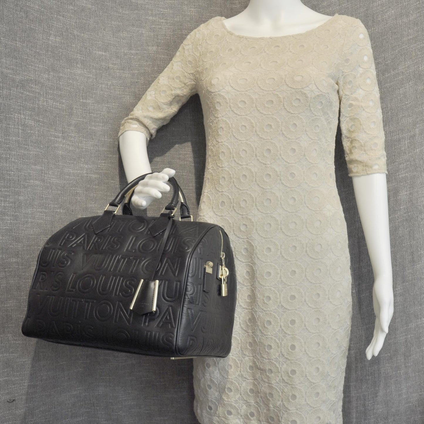Calfskin Embossed Speedy Cube 30 Black