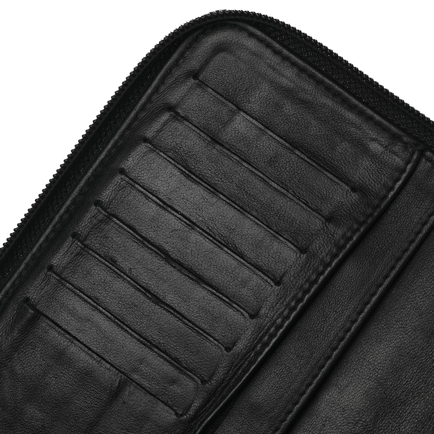 Chanel Lambskin Camellia Embossed Zip Around Organizer Wallet Black 7 of 7