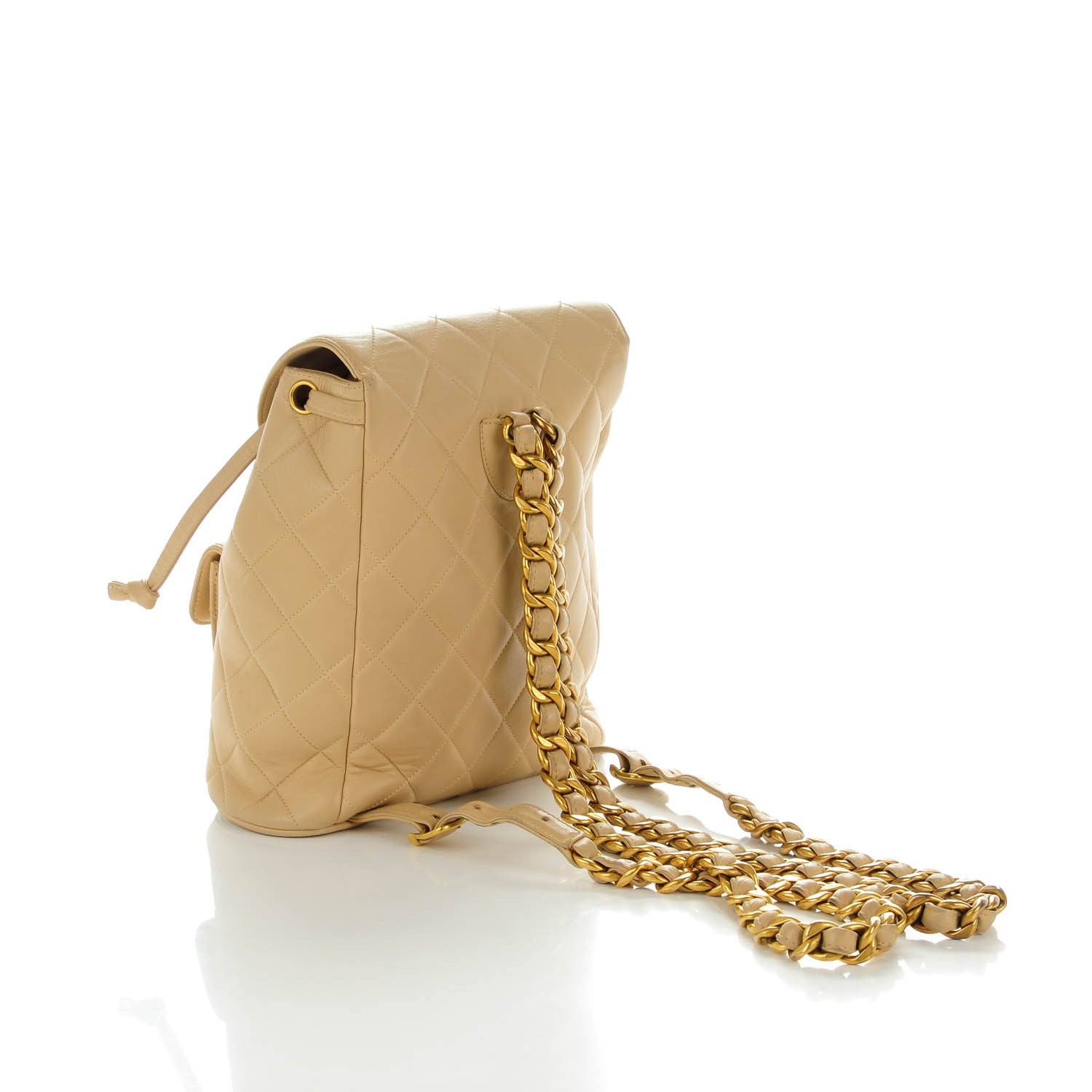 Chanel Lambskin Quilted Backpack Beige 3 of 10
