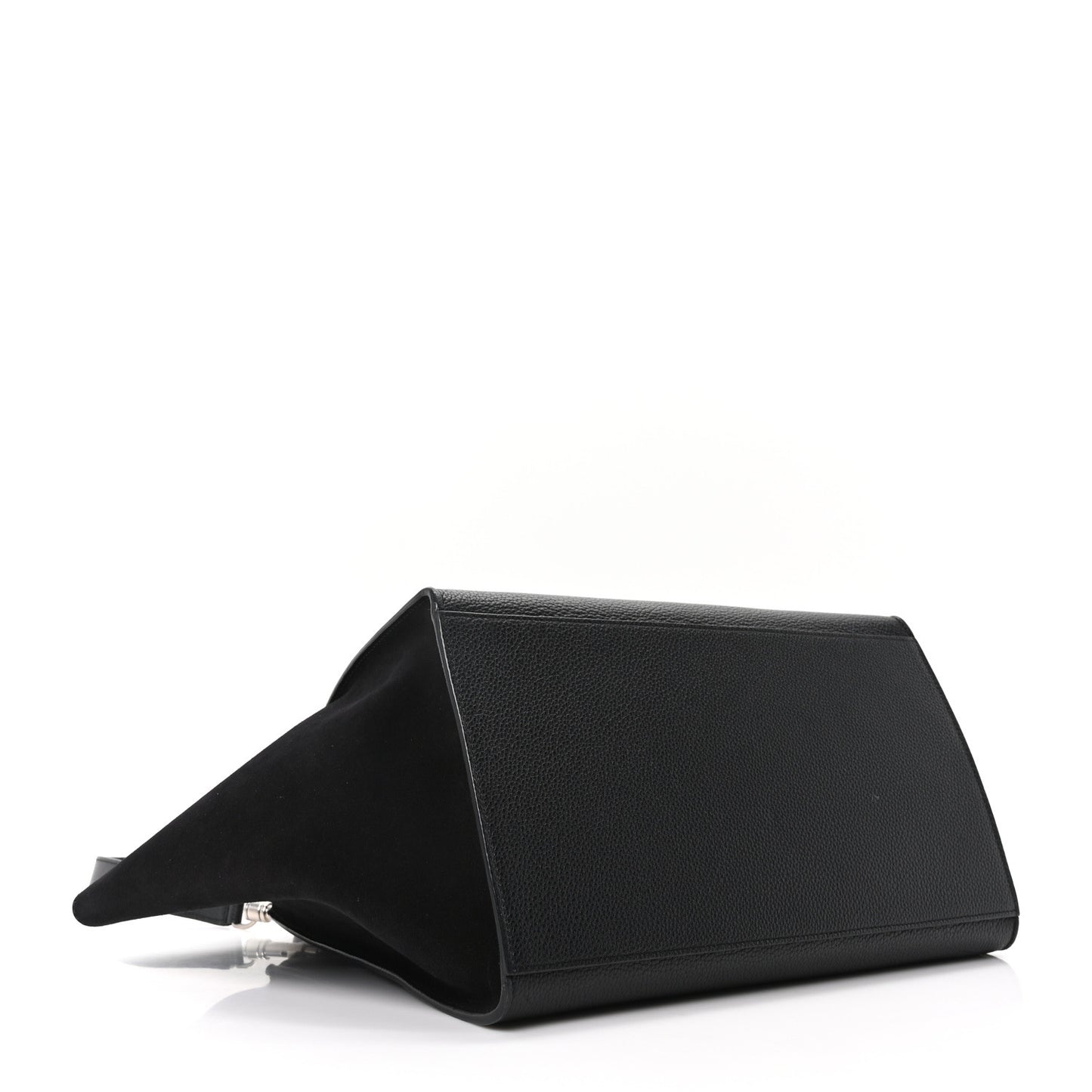 Drummed Calfskin Suede Medium Trapeze Black