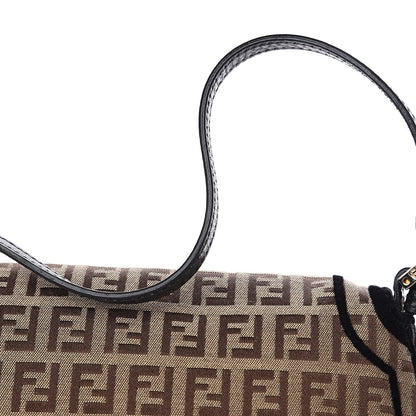 Fendi Zucchino Velvet Vitello Mini Mama Tube Bag Mogano Panna Black 9 of 9