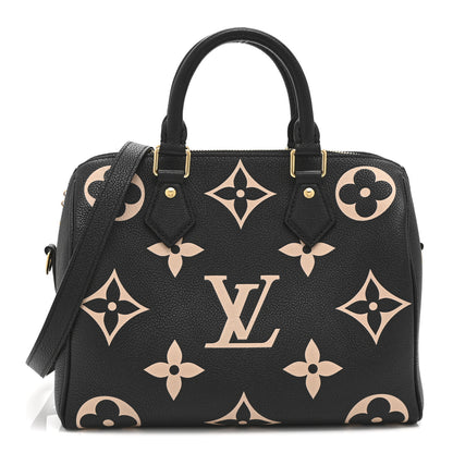 Louis Vuitton Empreinte Monogram Giant Speedy Bandouliere 25 Black Beige 1 of 9