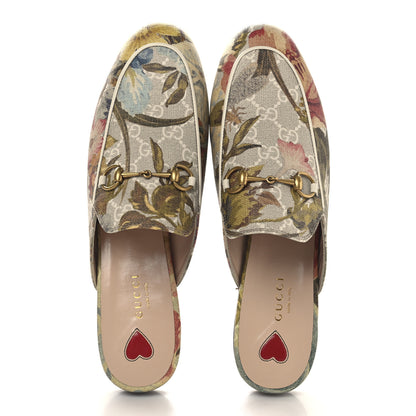Gucci GG Supreme Monogram Malaga Kid Water Flora Womens Princetown Slippers 39 Beige White Multicolor Mystic White 2 of 10