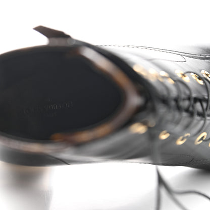Louis Vuitton Calfskin Monogram Bliss Lace Up Ankle Boots 38 Black 8 of 12