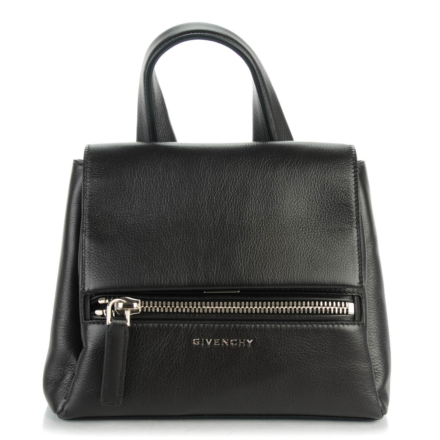 Waxy Grained Calfskin Mini Pandora Pure Flap Bag Black
