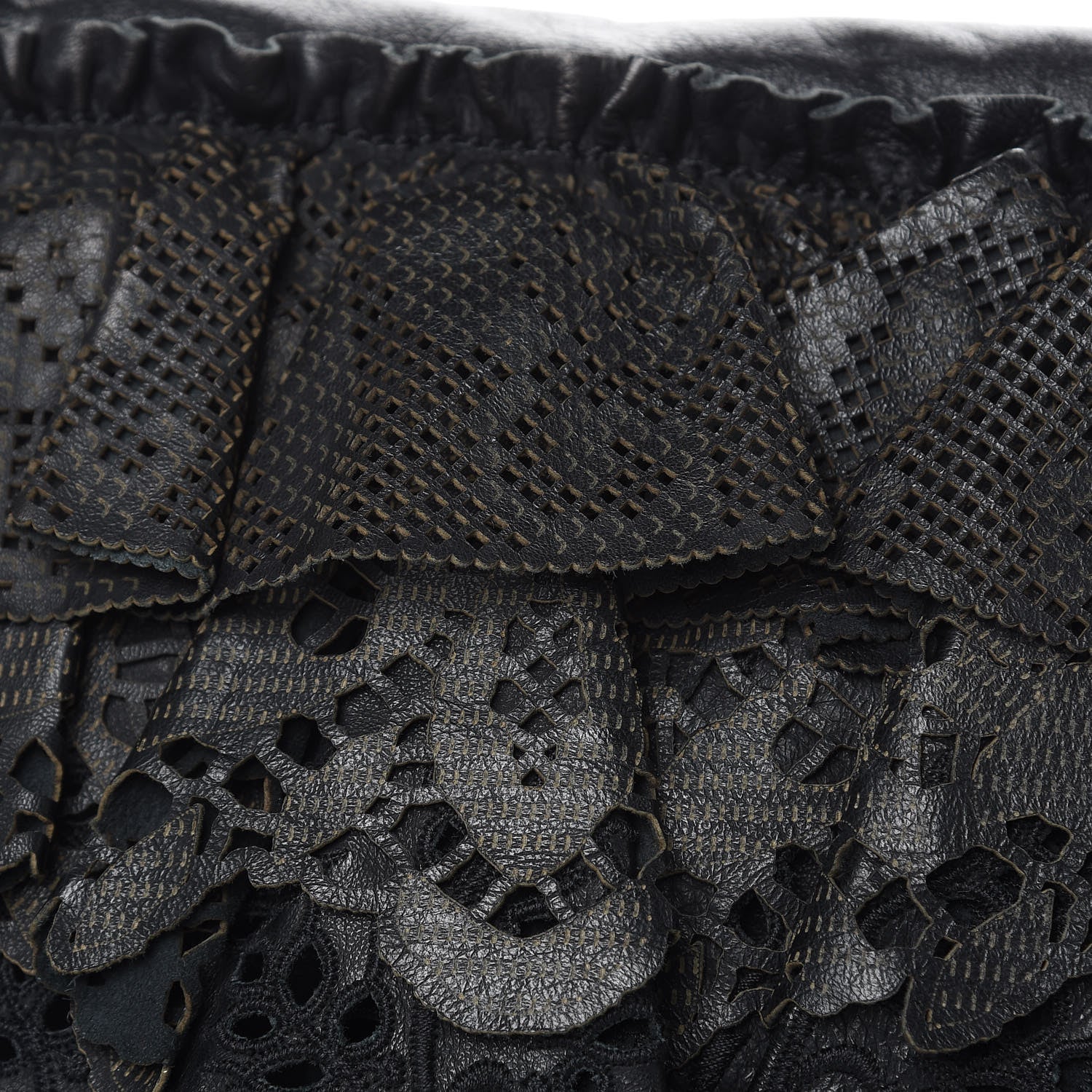 Valentino Garavani Lambskin Laser Cut Laceland Shoulder Bag Black 14 of 14