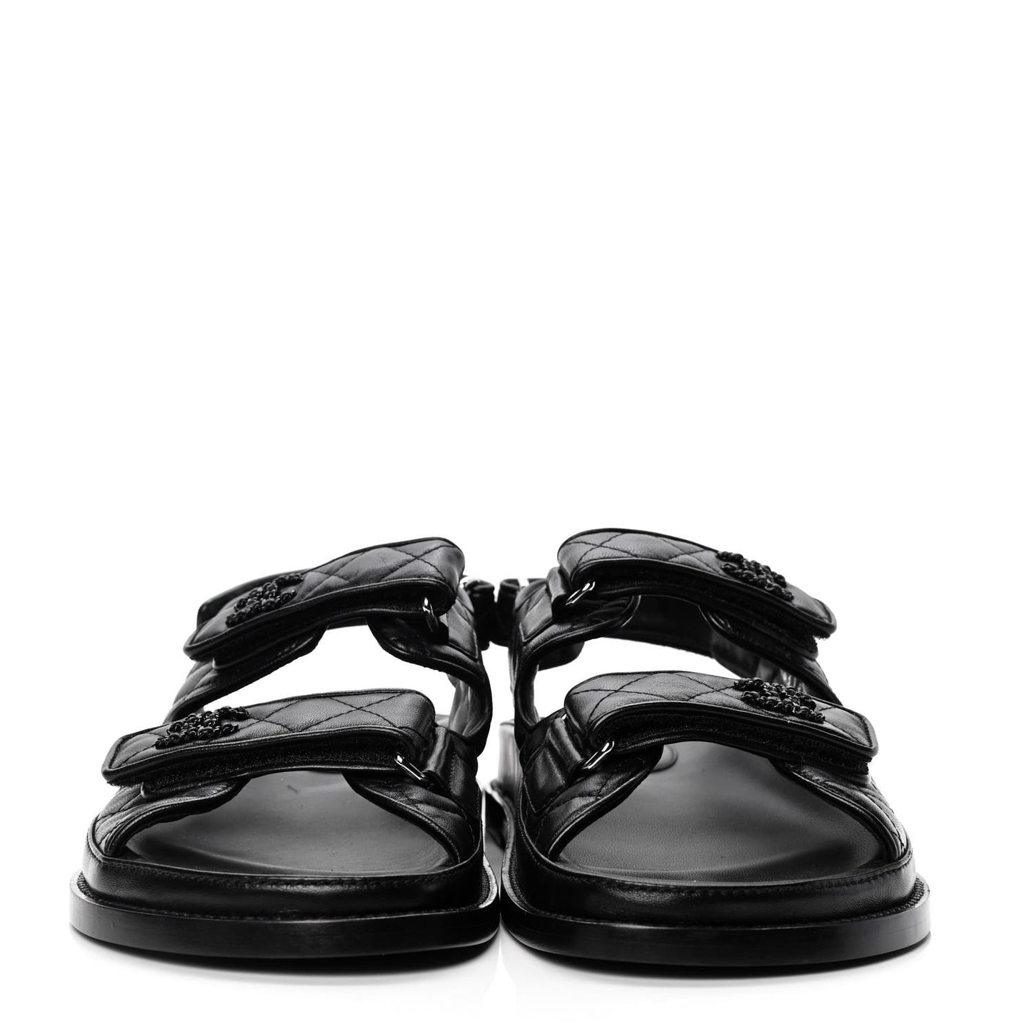 Lambskin Velcro Dad Sandals 40 Black