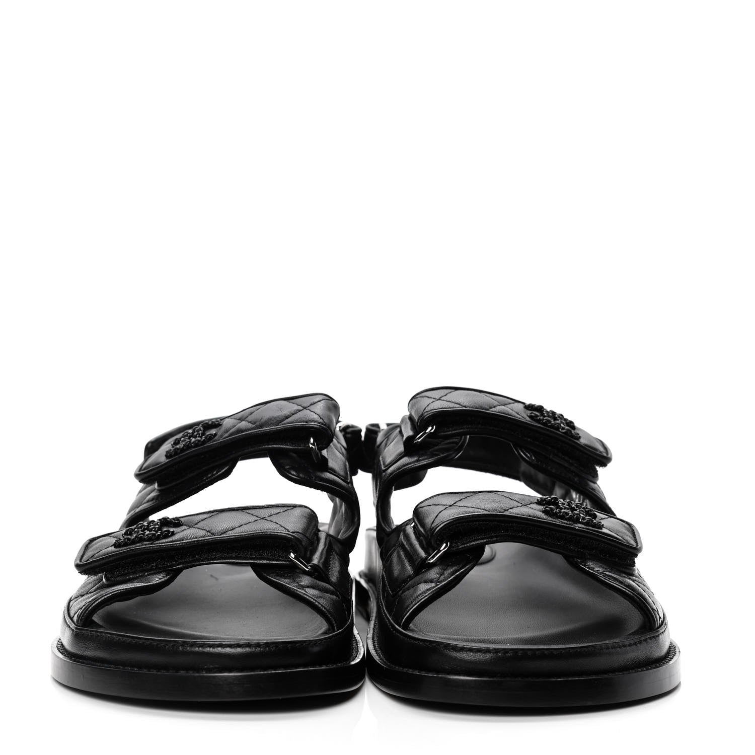 Chanel Lambskin Velcro Dad Sandals 40 Black 2 of 5