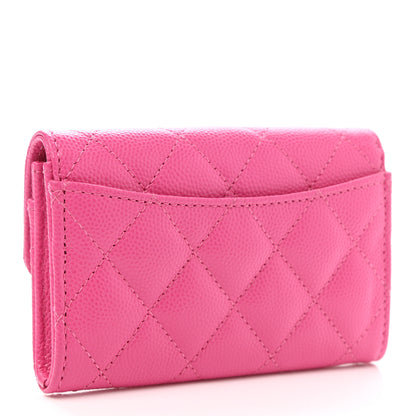 Chanel Caviar Quilted Flap Card Holder Wallet Dark Pink 3 of 10