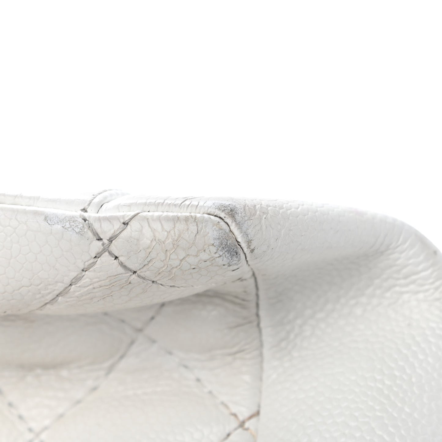 Caviar Quilted Grand Shopping Tote GST White