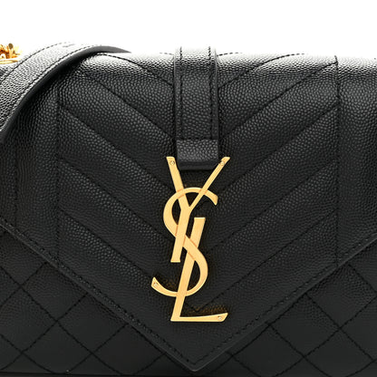 Saint Laurent Grain De Poudre Textured Mixed Matelasse Triquilt Small Monogram Satchel Black 8 of 10