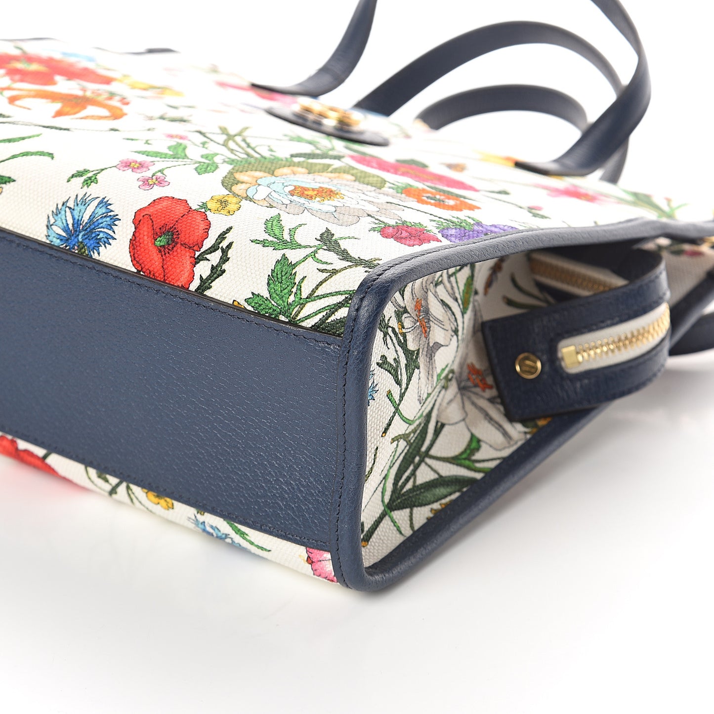 Canvas Medium Flora Tote White Multicolor Blue Agata