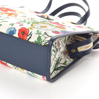 Gucci Canvas Medium Flora Tote White Multicolor Blue Agata 8 of 8