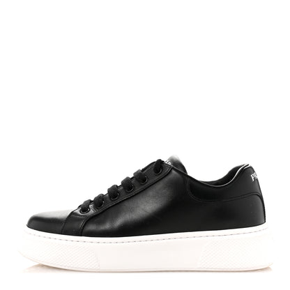 Prada Vitello Soft Logo Low Top 45mm Sneakers 36.5 Black White 1 of 11