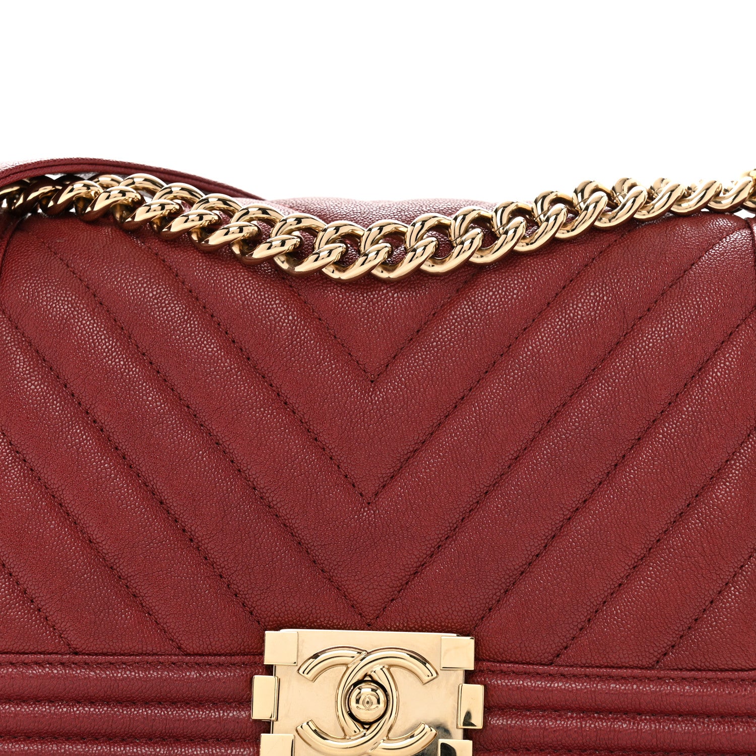 Chanel Caviar Chevron Quilted Medium Boy Flap Red 8 of 13