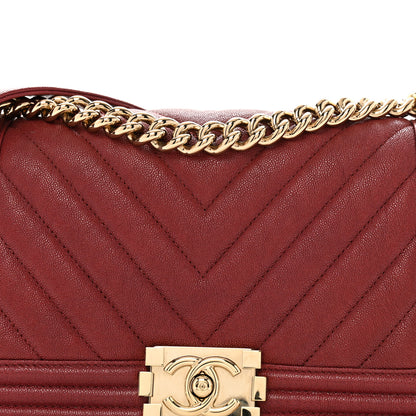 Chanel Caviar Chevron Quilted Medium Boy Flap Red 8 of 13