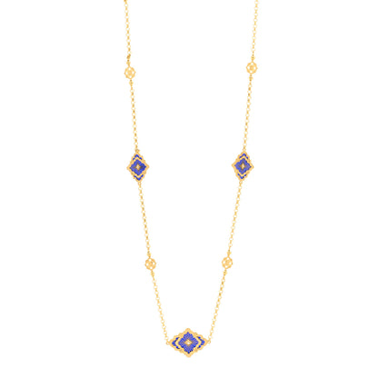 Buccellati 18K Yellow Gold Diamond Enamel Opera Tulle Necklace Blue 1 of 4