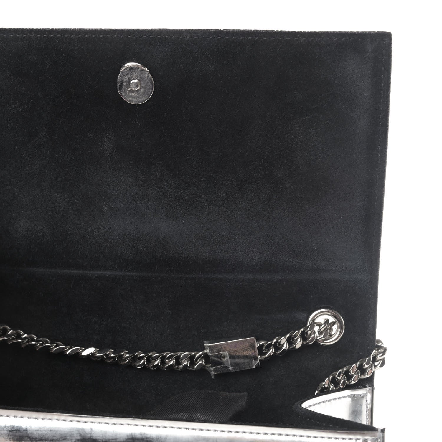 Saint Laurent Vinyl Mirror Small Classic Monogram Kate Satchel Argento 5 of 6