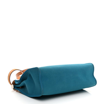 Hermes Vache Hunter Toile Herbag Zip 31 PM Bleu Natural 4 of 11