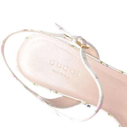 Gucci Calfskin Rose Print GG Marmont Ankle Wrap 75mm Sandals 36 Multicolor 8 of 10