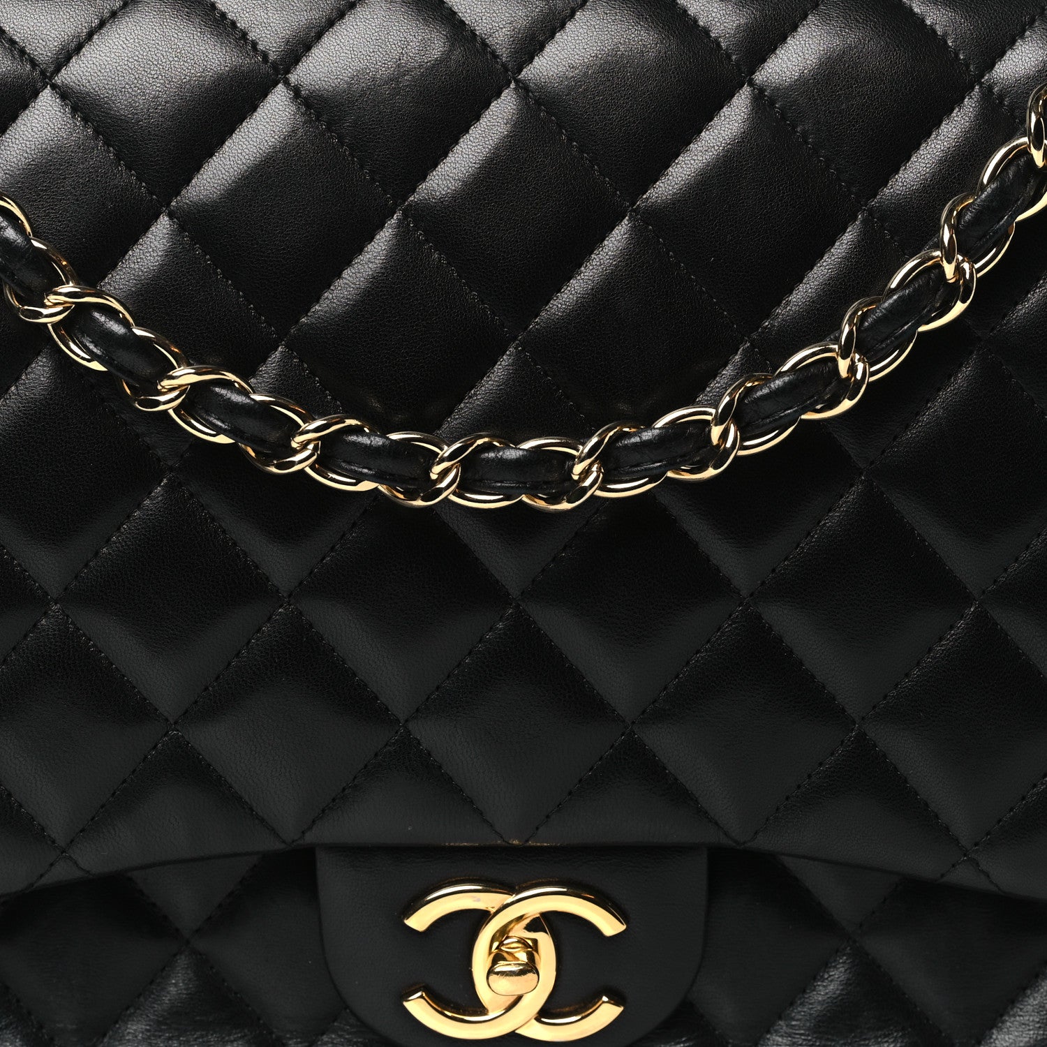 Chanel Lambskin Quilted Maxi Double Flap Black 8 of 10