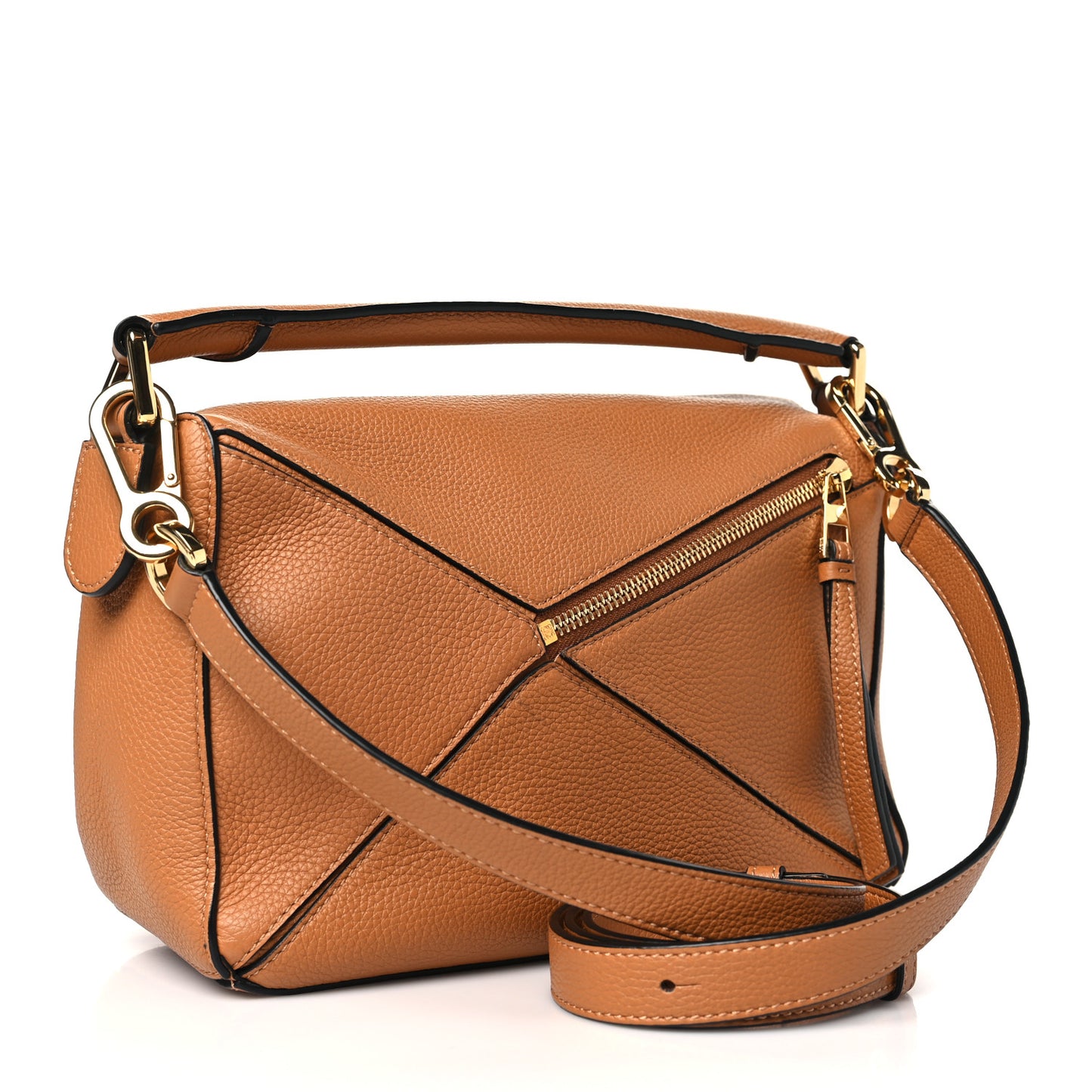 Grained Calfskin Small Puzzle Bag Tan