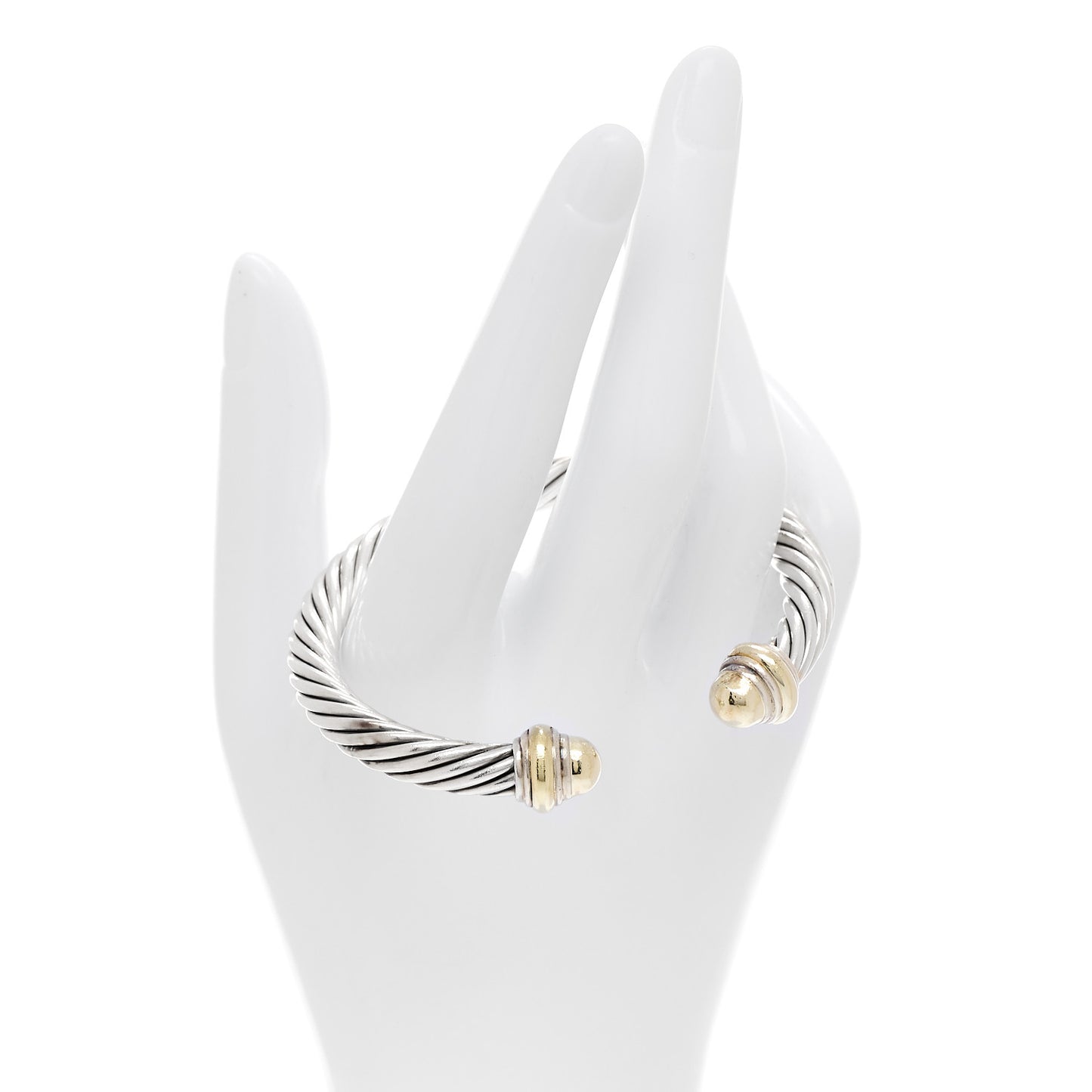 Sterling Silver 14K Yellow Gold 7mm Cable Classics Dome Bracelet