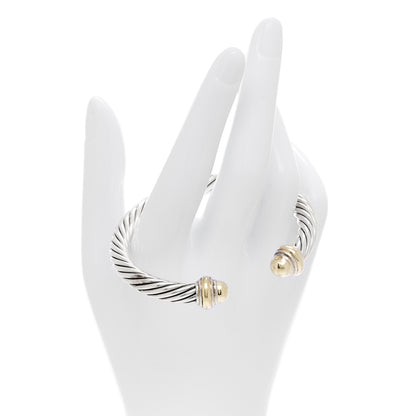David Yurman Sterling Silver 14K Yellow Gold 7mm Cable Classics Dome Bracelet 2 of 5