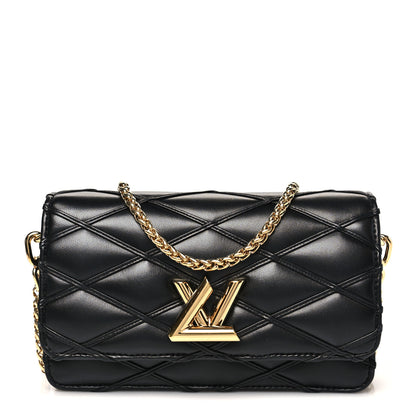 Louis Vuitton Lambskin Malletage Wallet On Chain GO-14 Black 1 of 9