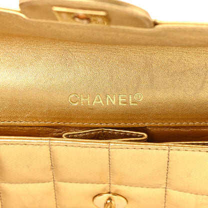 Chanel Metallic Lambskin Quilted East West Chocolate Bar Flap Gold 6 of 16