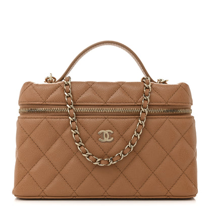 Chanel Caviar Quilted Top Handle Slim Vanity With Chain Brown 1 of 11