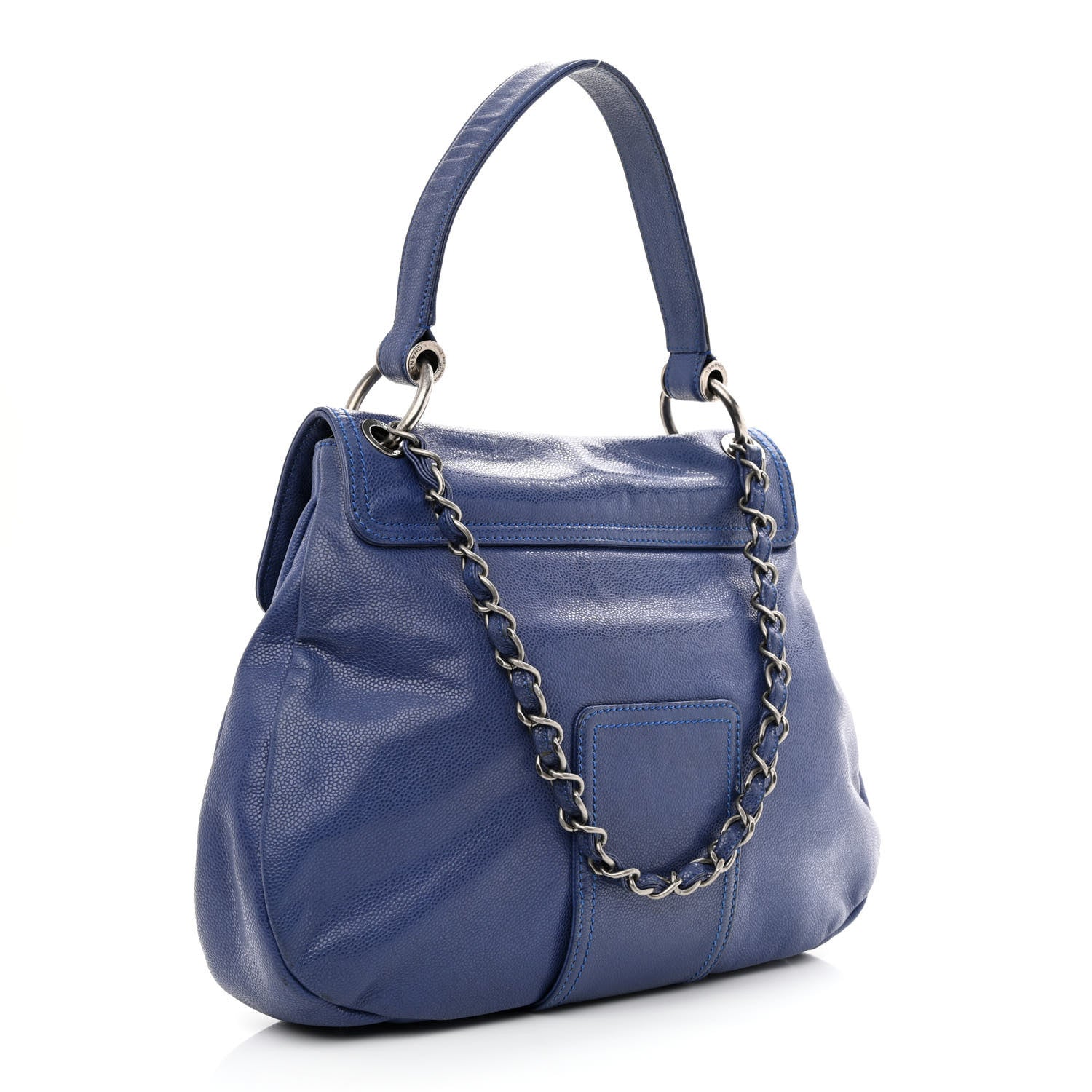 Chanel Glazed Caviar Coco Rider Flap Hobo Navy Blue 3 of 12