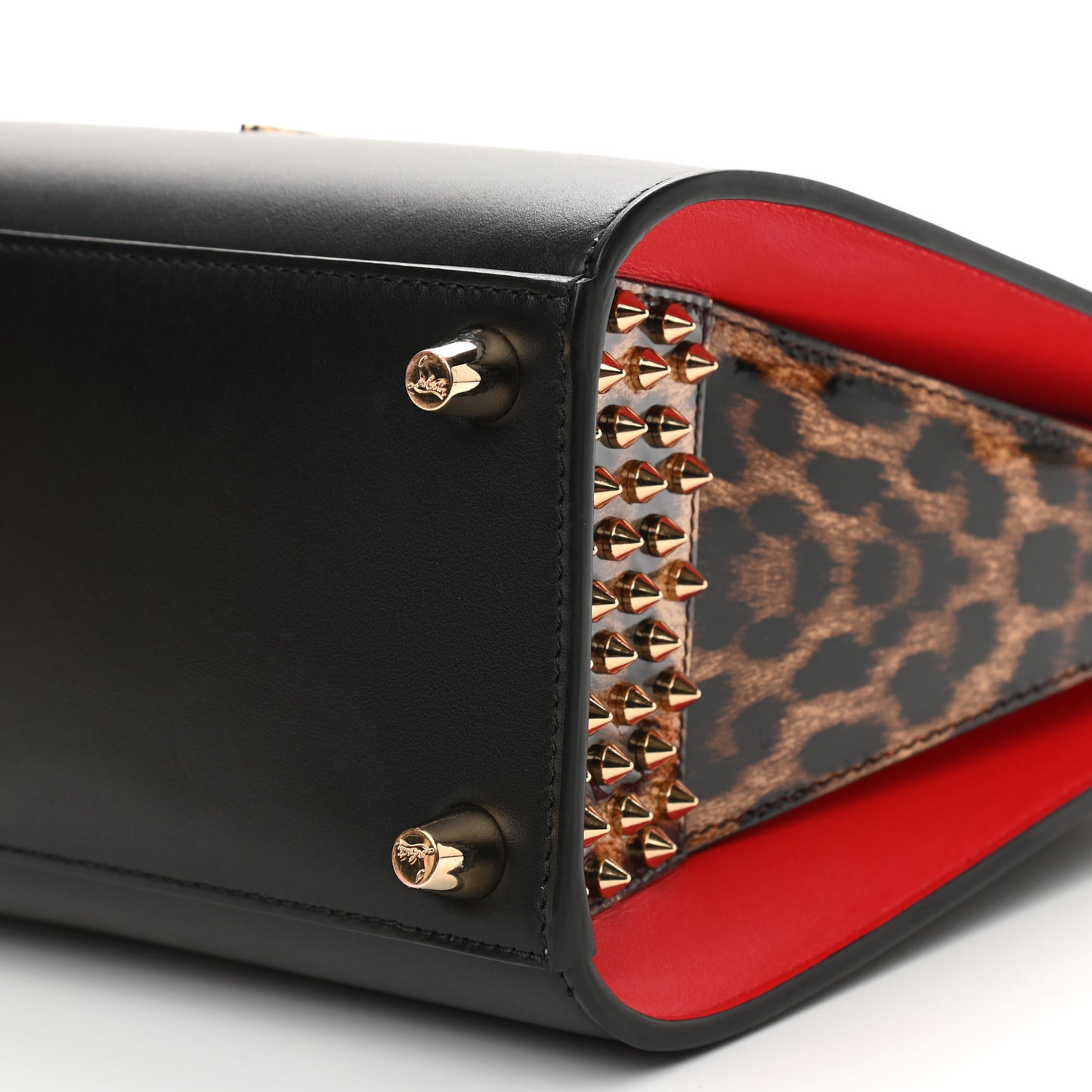 Calfskin Patent Leopard Studded Small Paloma Black