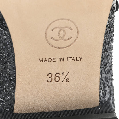 Chanel Glitter Grosgrain Cap Toe Mary Jane Flats 36.5 Gray 7 of 9