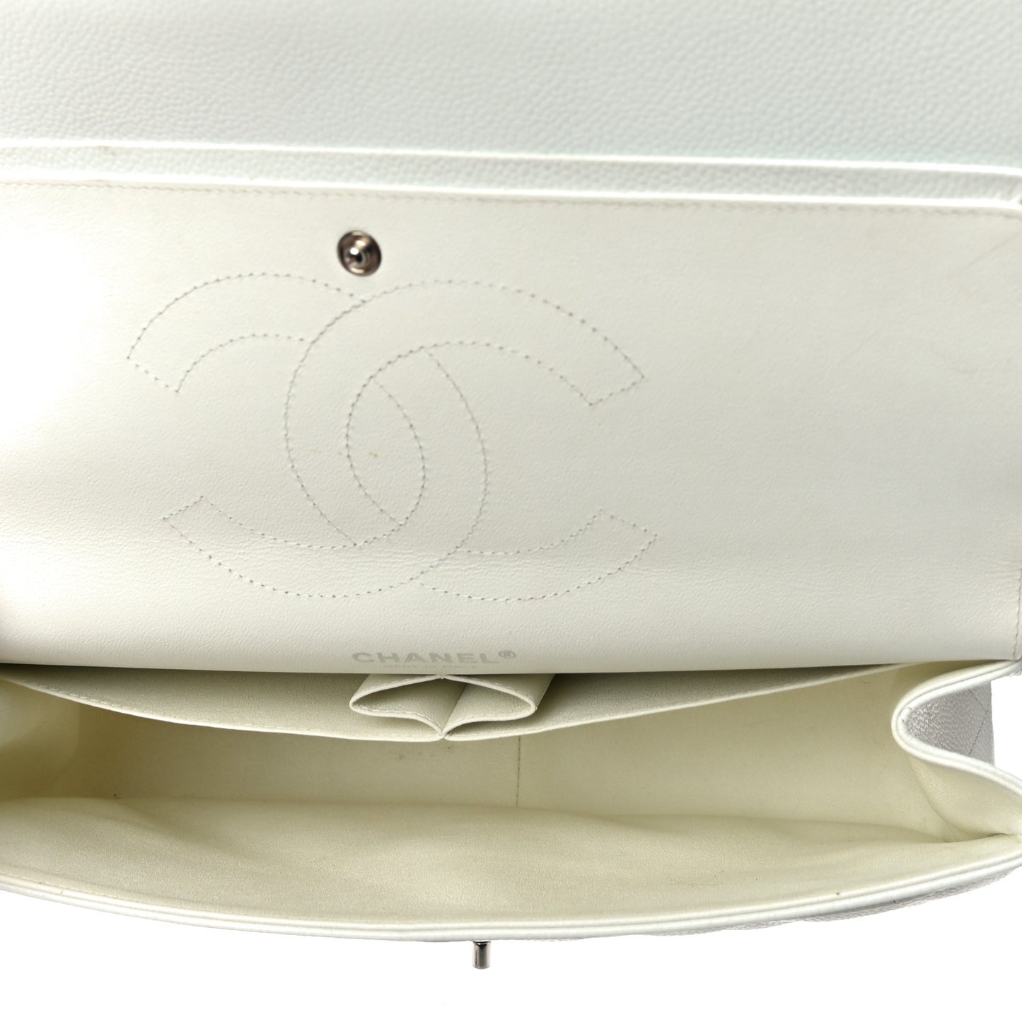 Caviar Quilted Jumbo Double Flap White