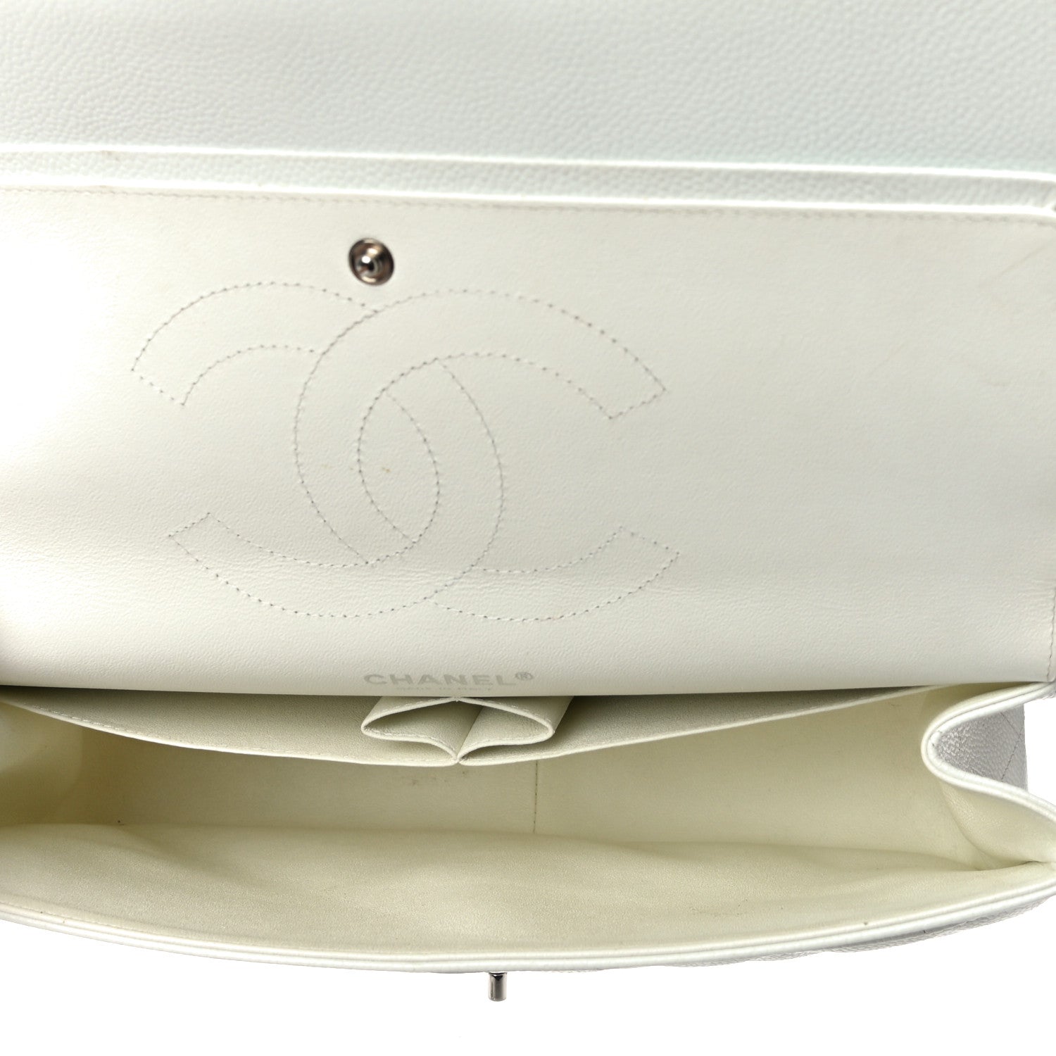 Chanel Caviar Quilted Jumbo Double Flap White 5 of 10