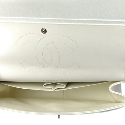 Chanel Caviar Quilted Jumbo Double Flap White 5 of 10
