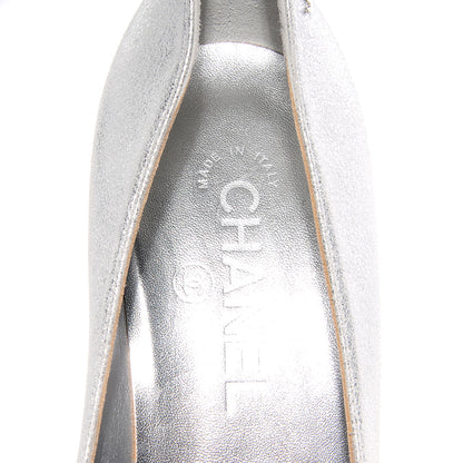 Chanel Metallic Leather Cap Toe Pumps Silver Black 38.5 8 of 8