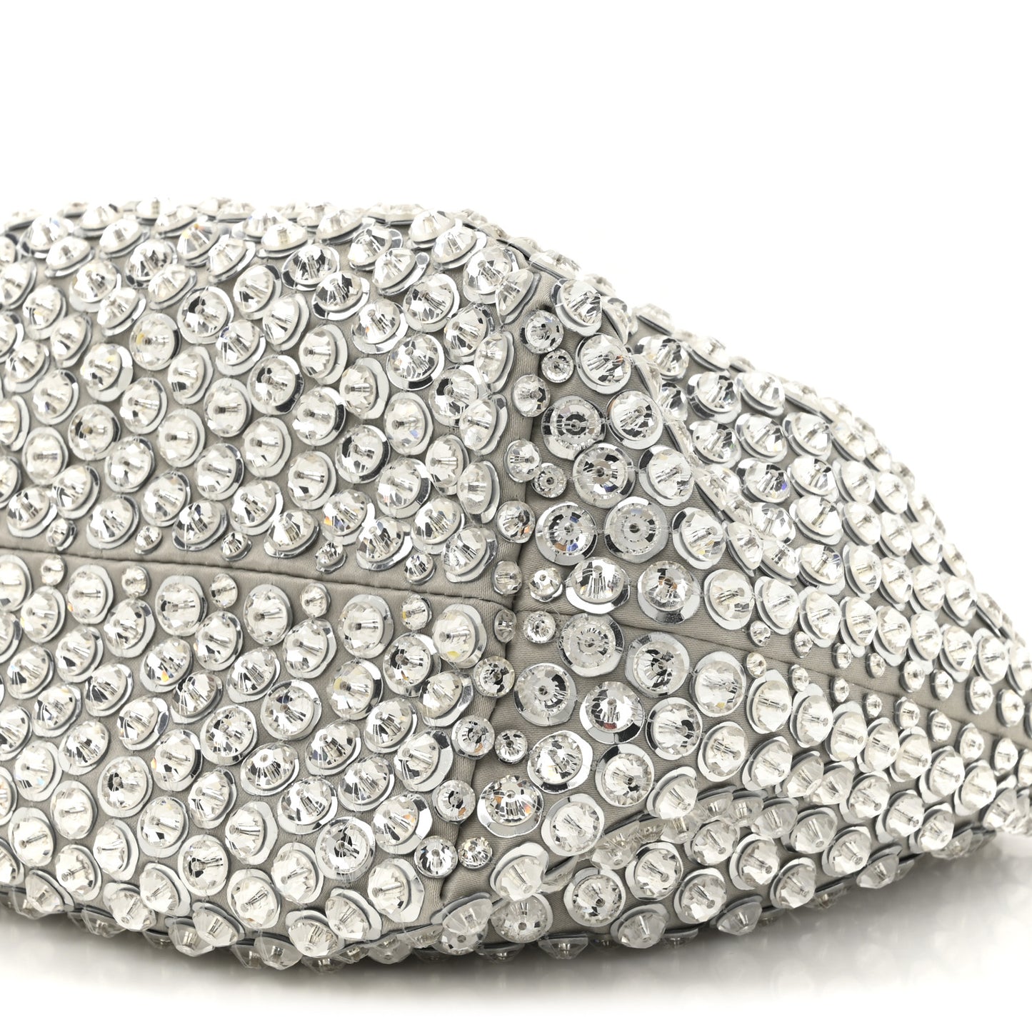 Satin Rhinestone Embellished Small Carry Secrets Bucket Bag Silver