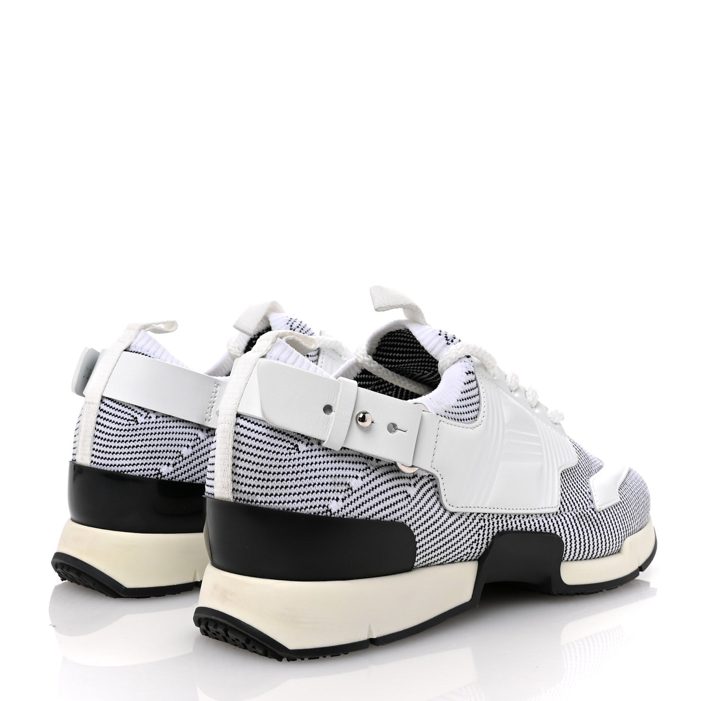 Calfskin Womens Athlete Sneakers 38 White Multicolor